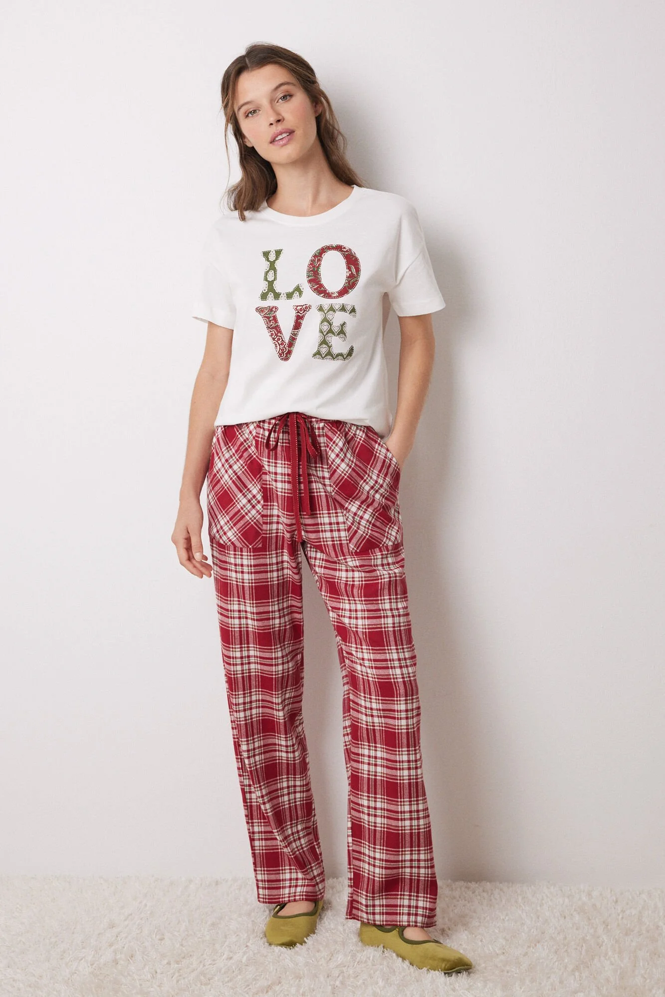 Red checked cotton pyjama bottoms - Image 4