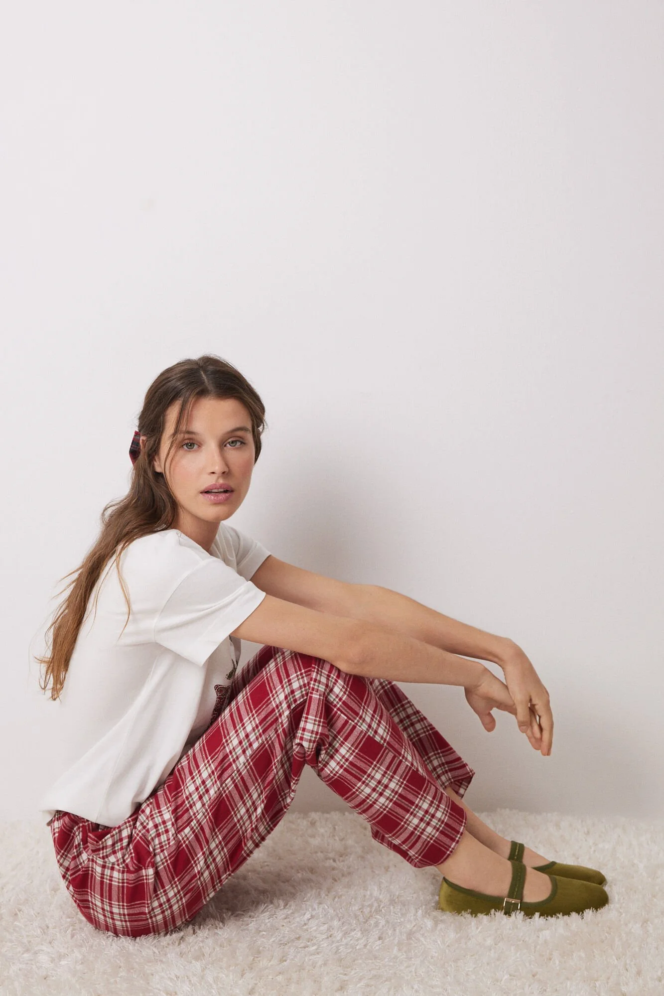 Red checked cotton pyjama bottoms - Image 6