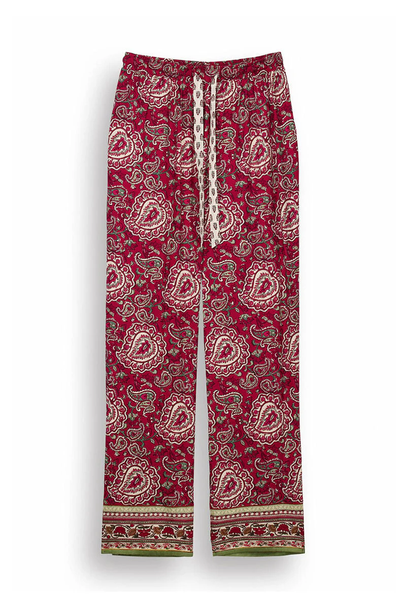 Red cotton paisley pyjamas pants - Image 5