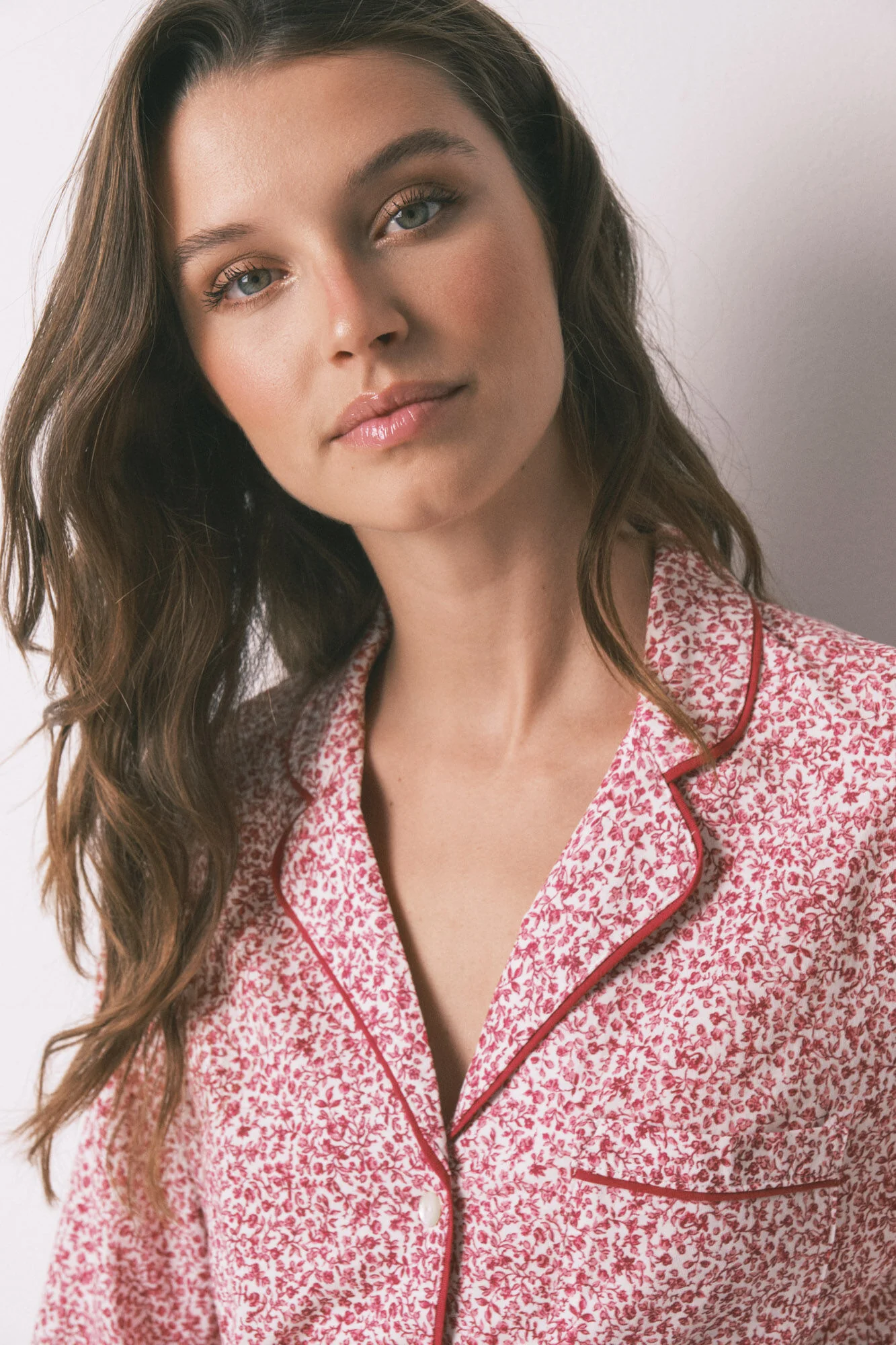 Red floral cotton classic pyjamas - Image 5