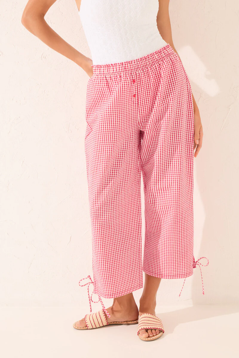 Red gingham capri trouser - Image 2