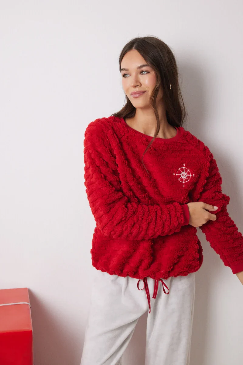 Long fur and fleece fleece pajamas - Image 3