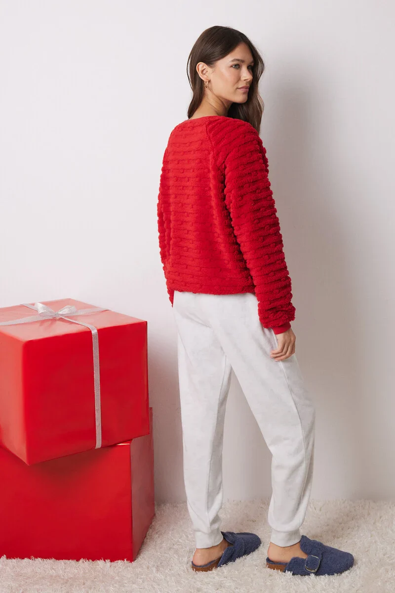 Long fur and fleece fleece pajamas - Image 5