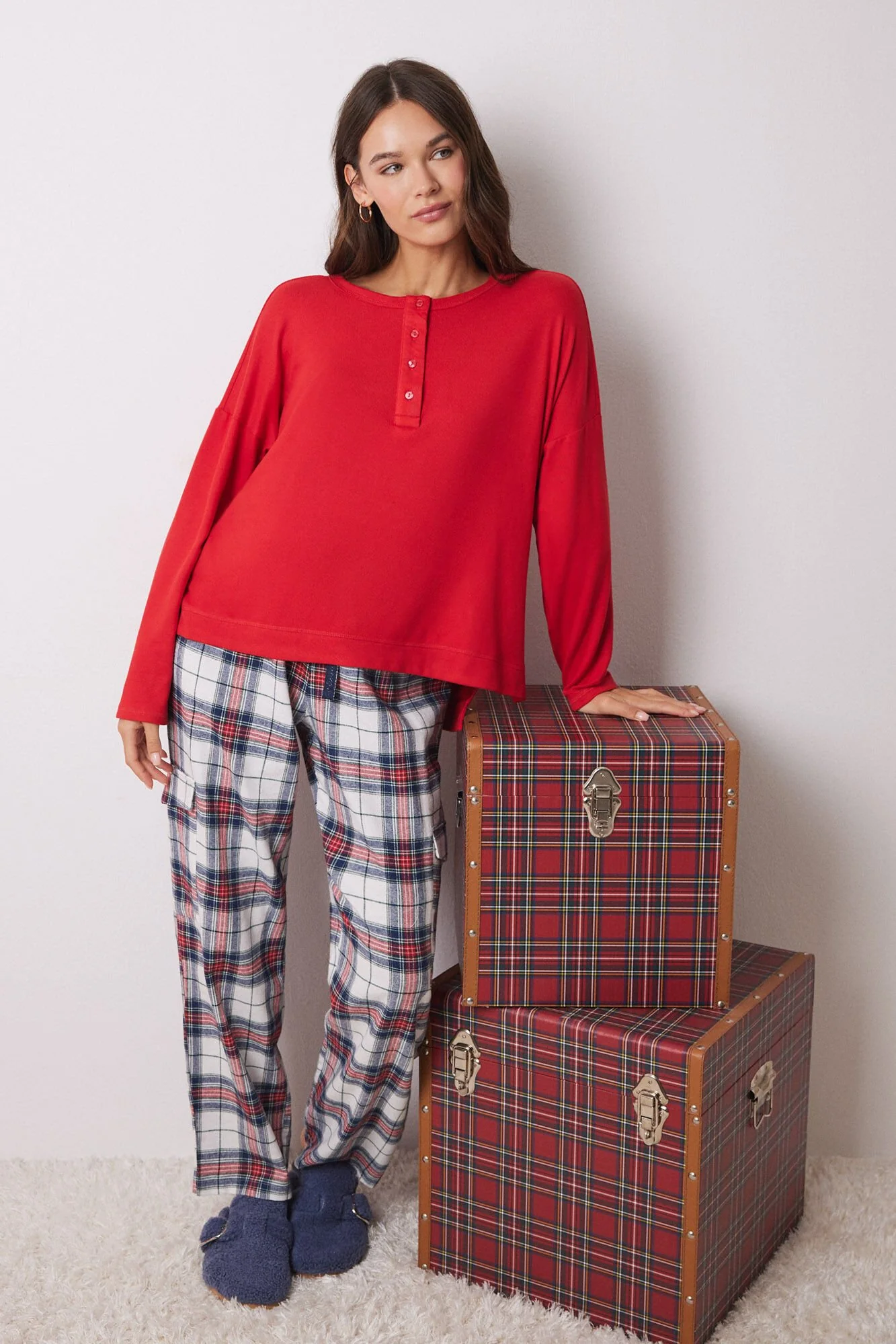 Red velvet long sleeve shirt - Image 4