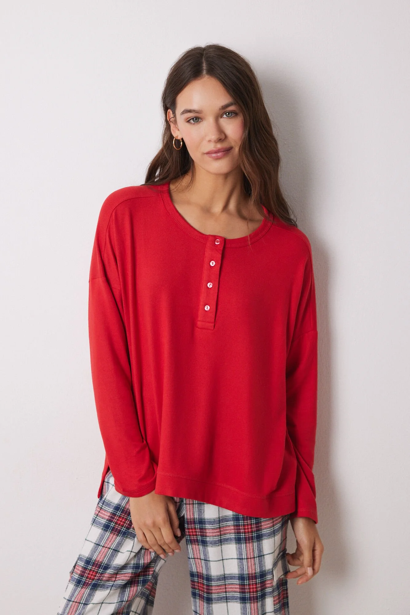 Red velvet long sleeve shirt - Image 6