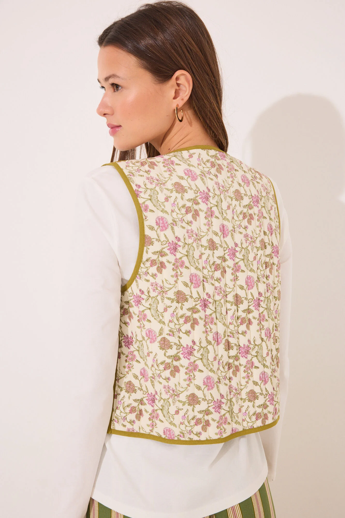 Reversible gilet 100% cotton green stamps - Image 3