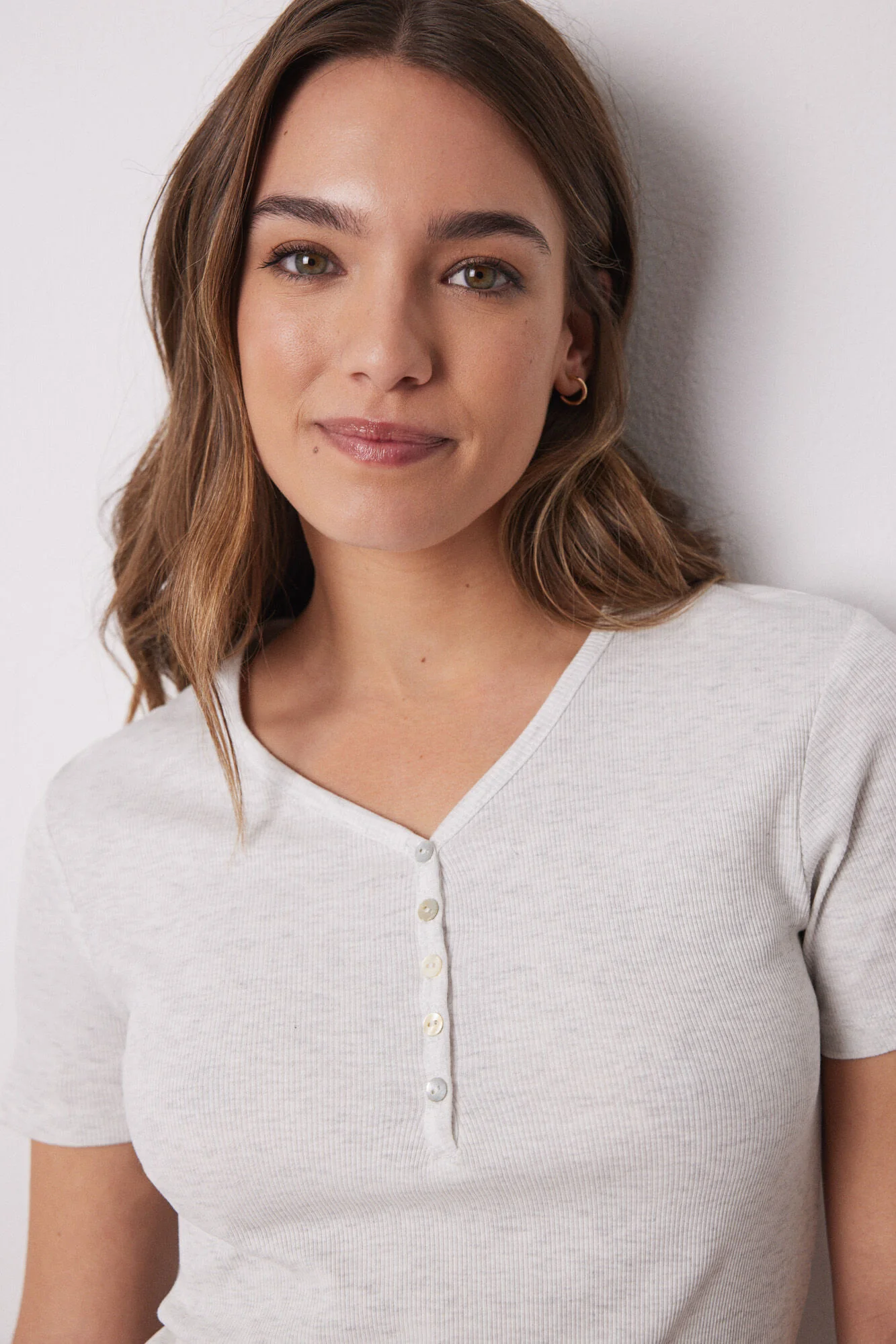 Ribbed grey short-sleeved T-shirt - Image 3
