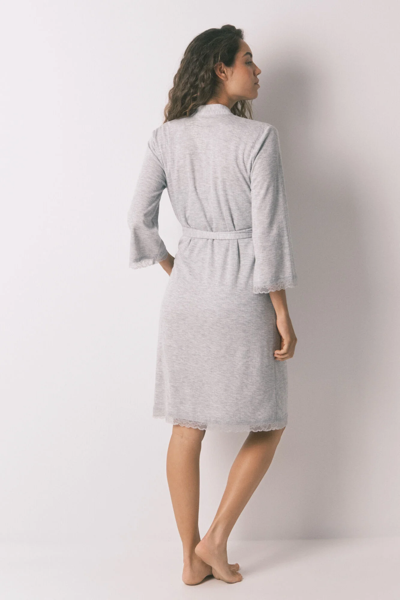Robe dark gray pointelle maternity robe - Image 5