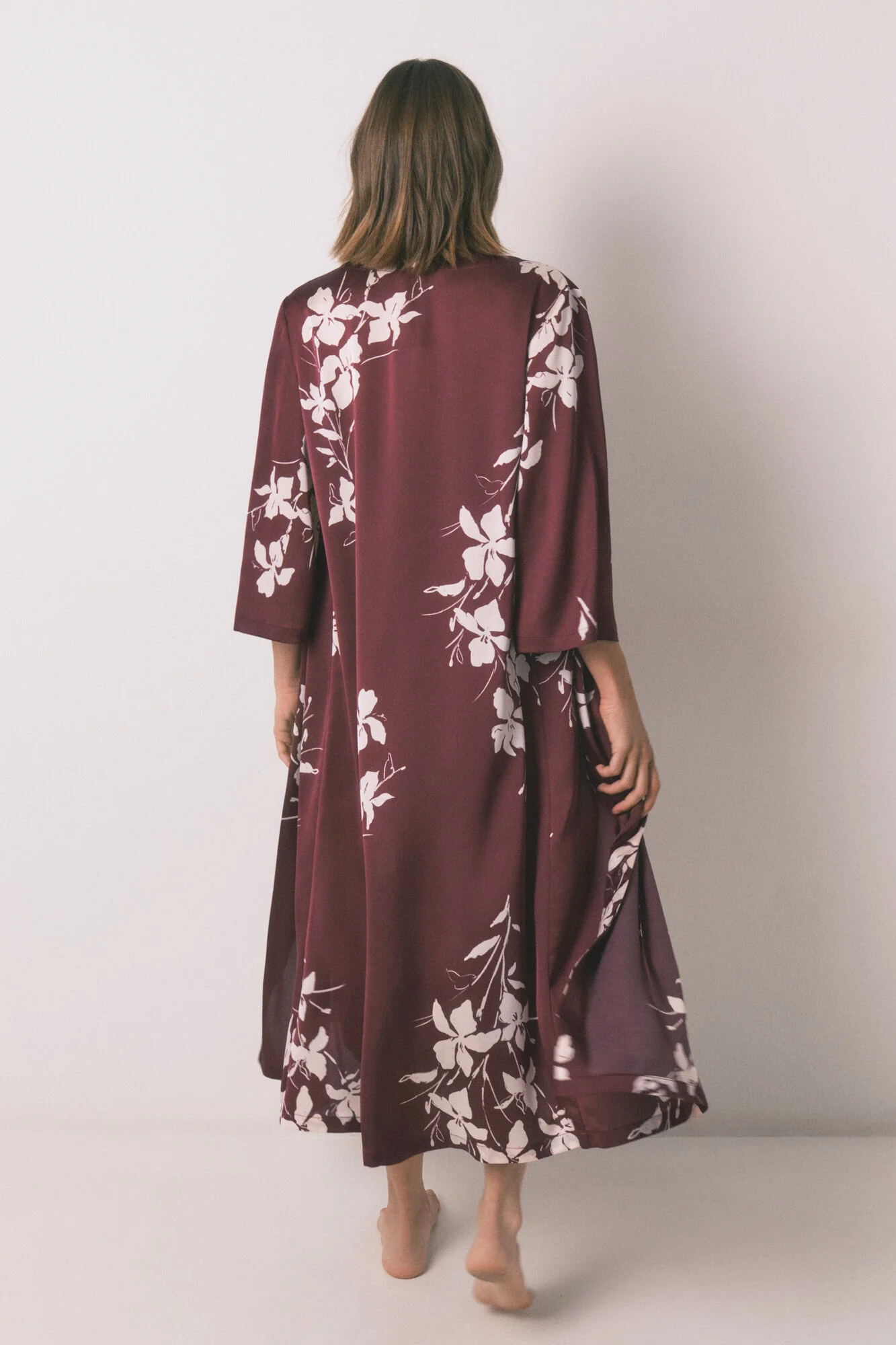 Robe maroon floral robe - Image 3