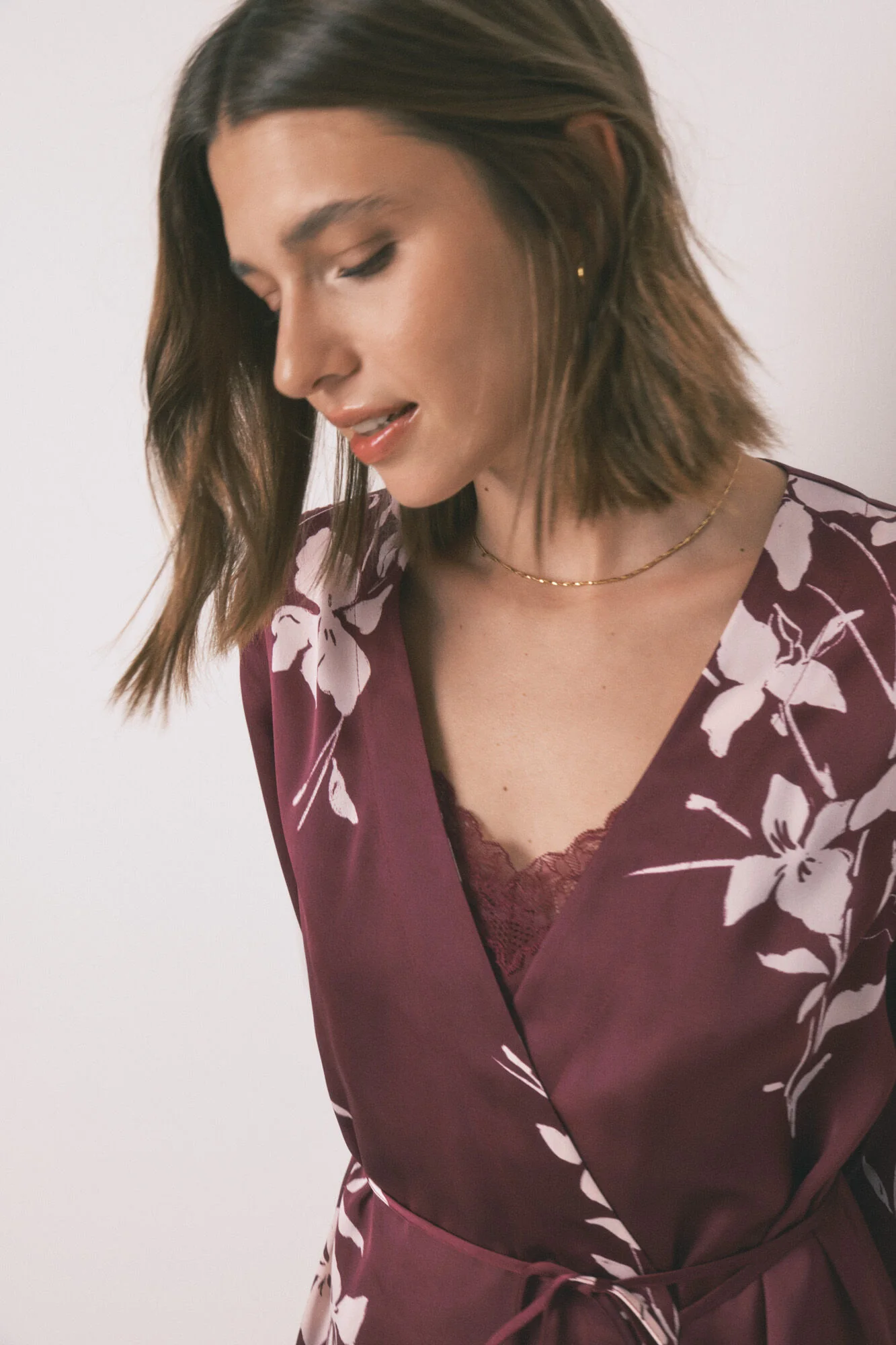 Robe maroon floral robe - Image 6