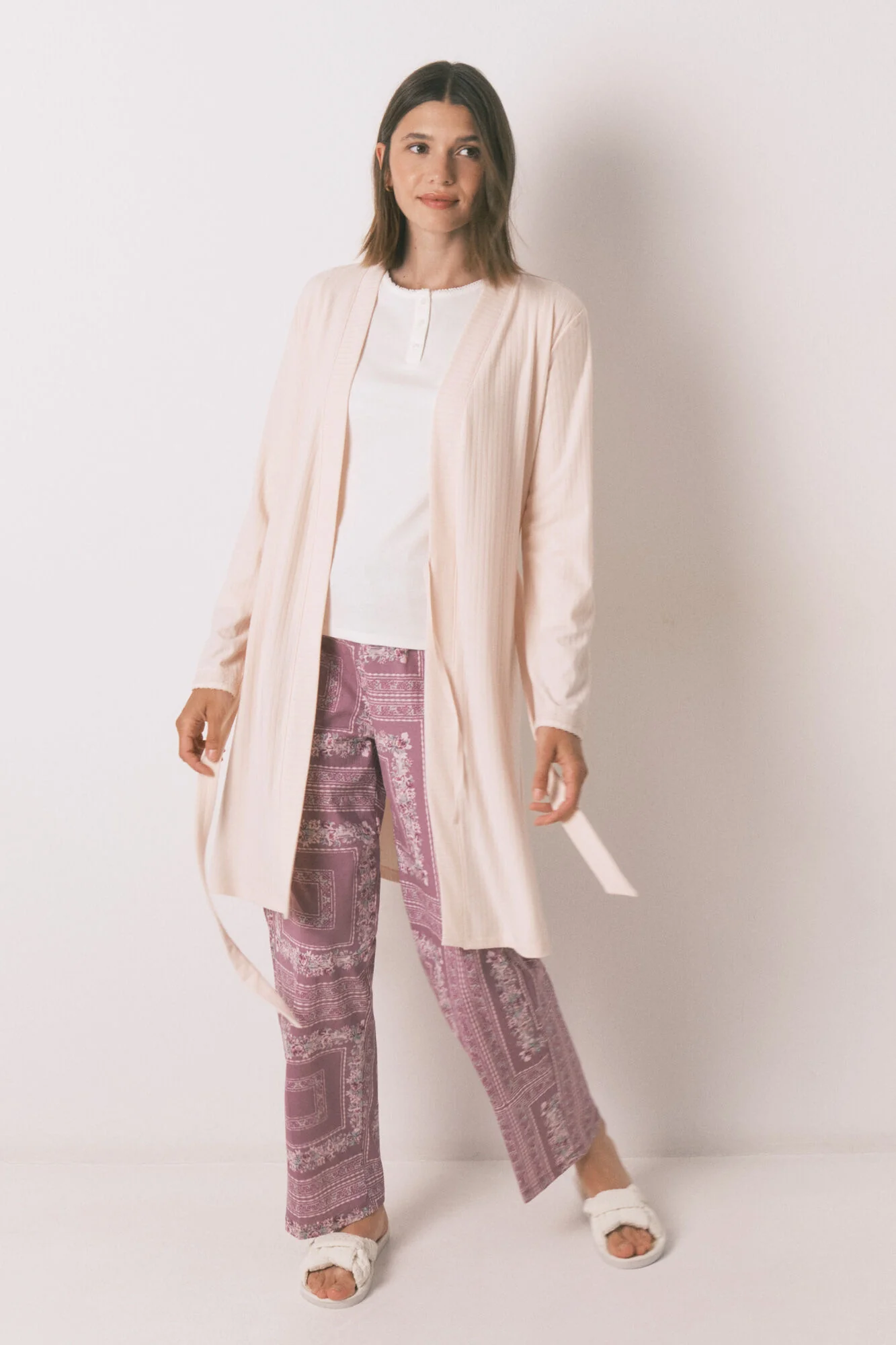 Robe pink ribbed robe - Image 2