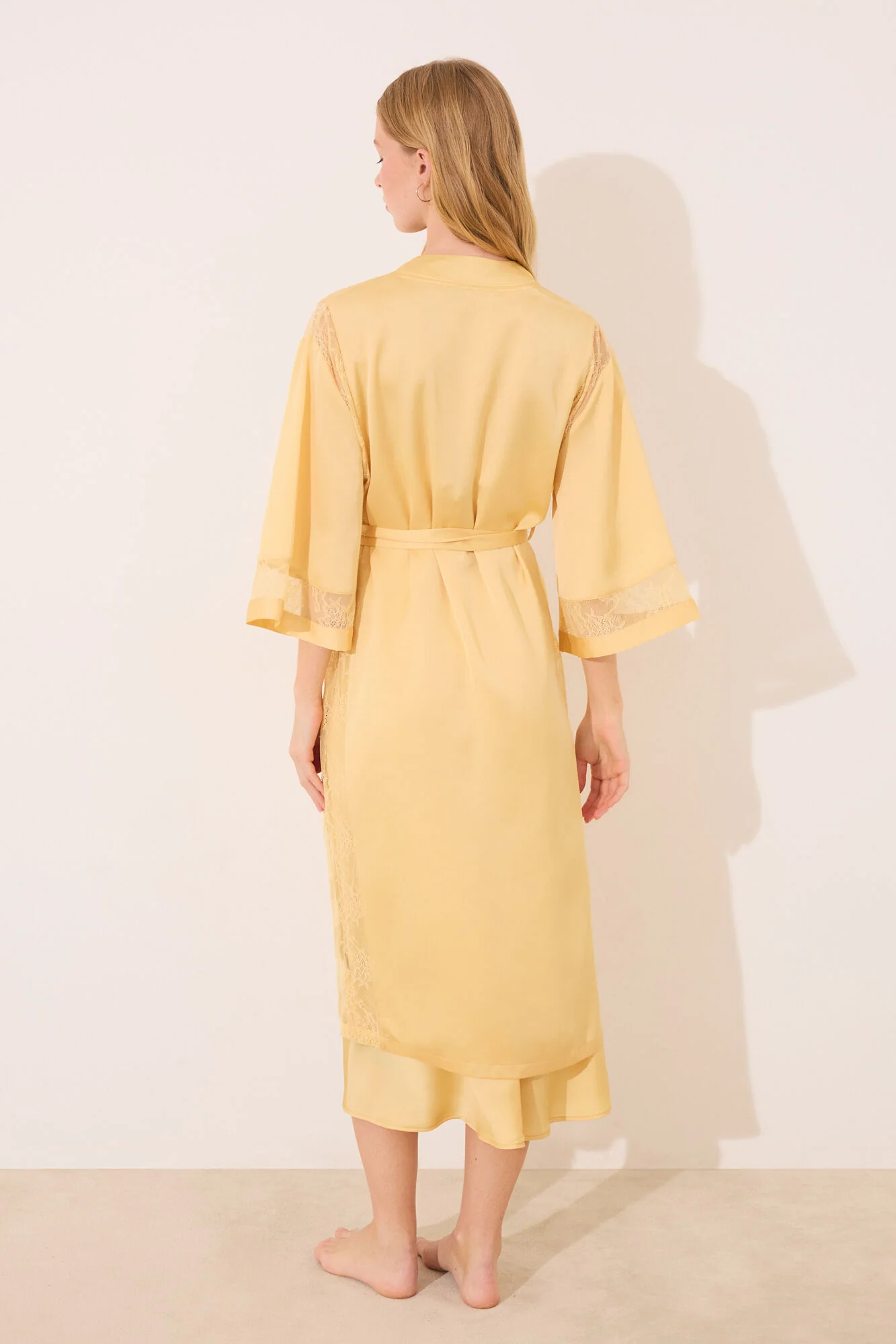 Robe yellow chiffon fabric - Image 3