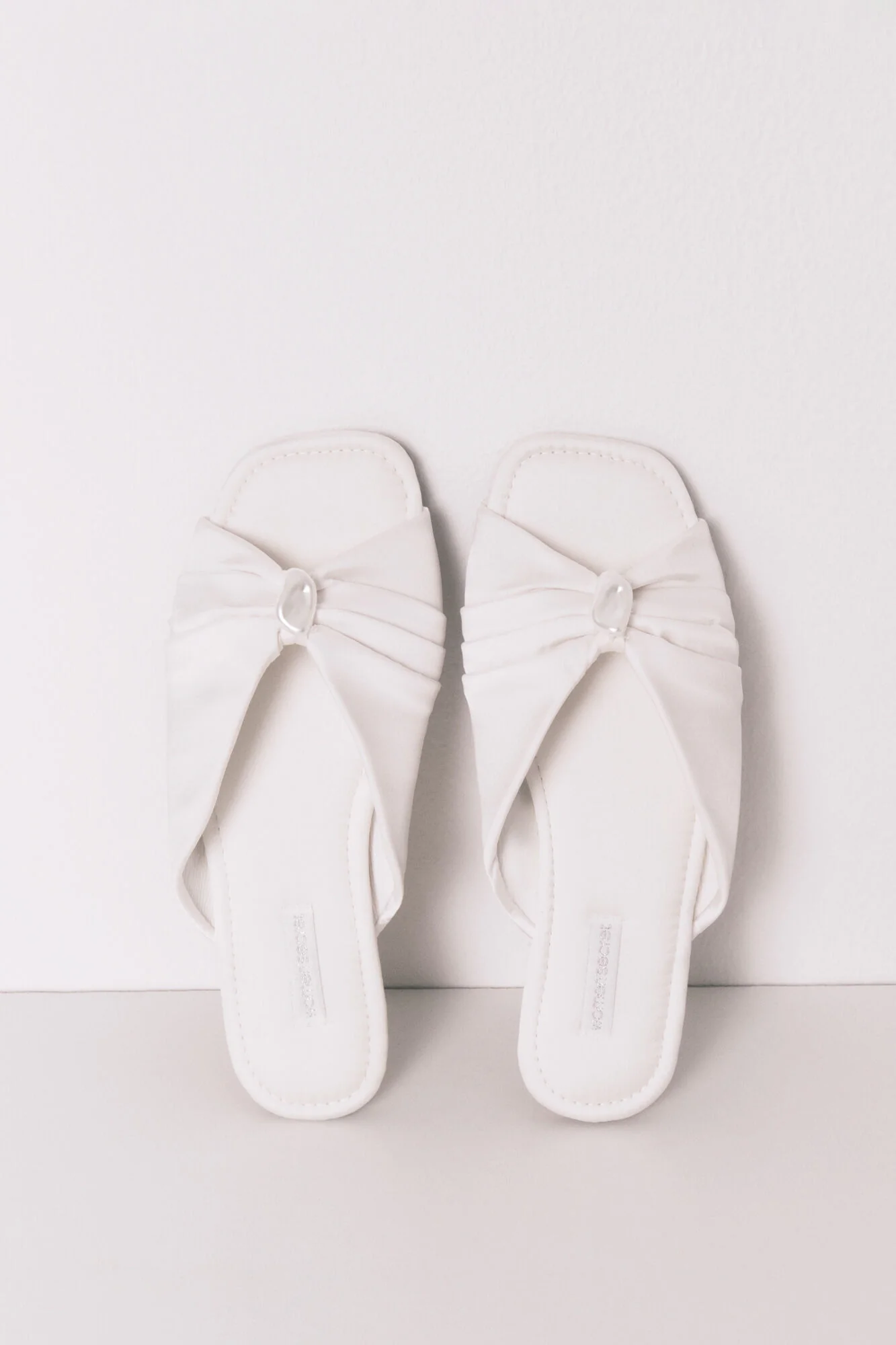 Satin mule slippers in White - Image 2
