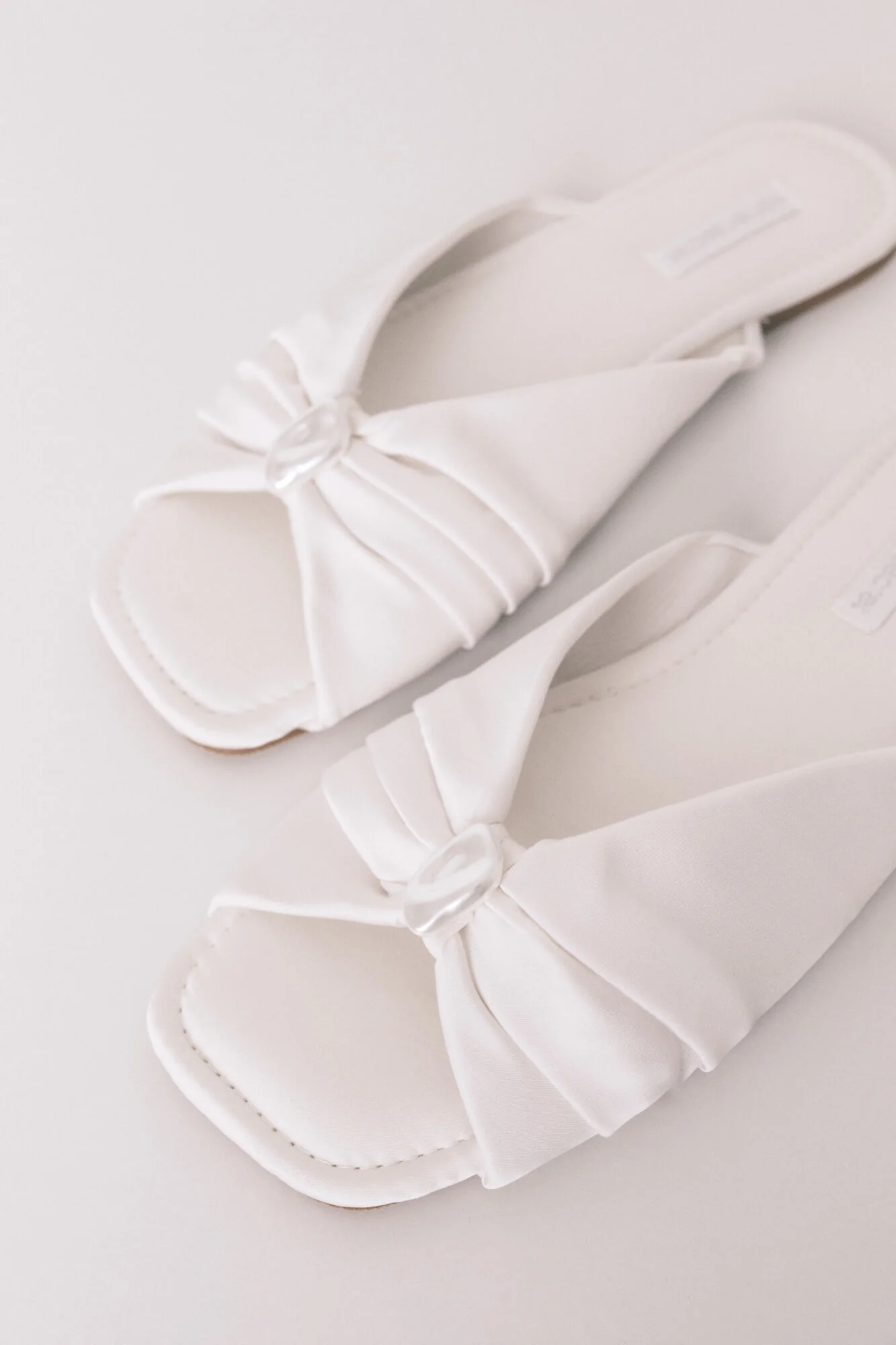 Satin mule slippers in White - Image 4