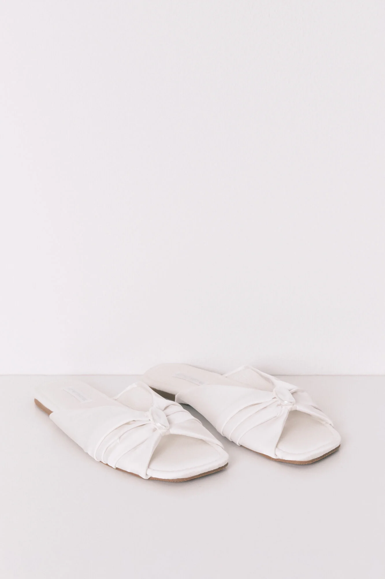 Satin mule slippers in White - Image 5