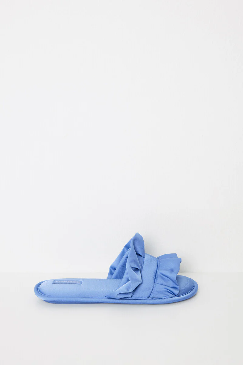 Satin slippers with blue ruffles - Image 5