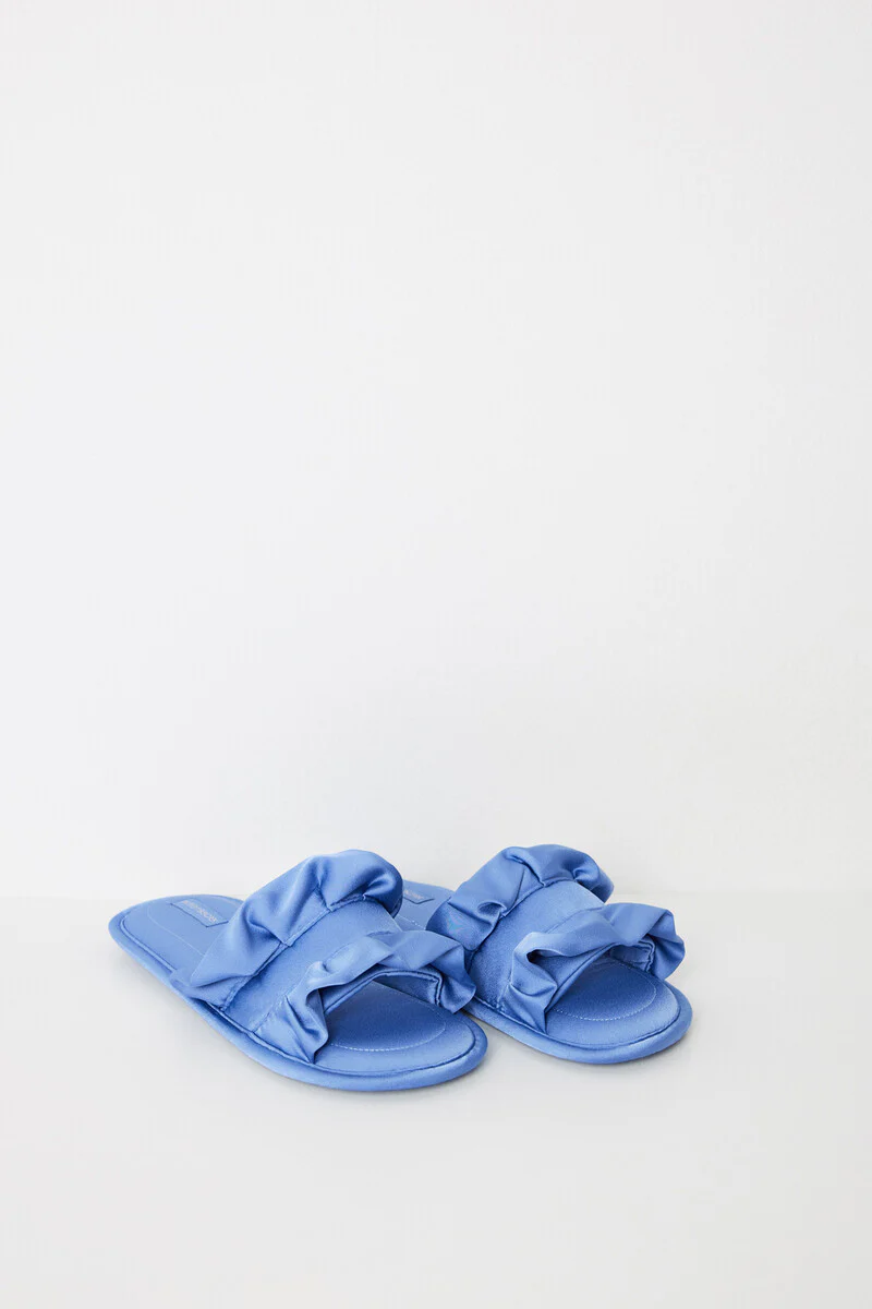 Satin slippers with blue ruffles - Image 6