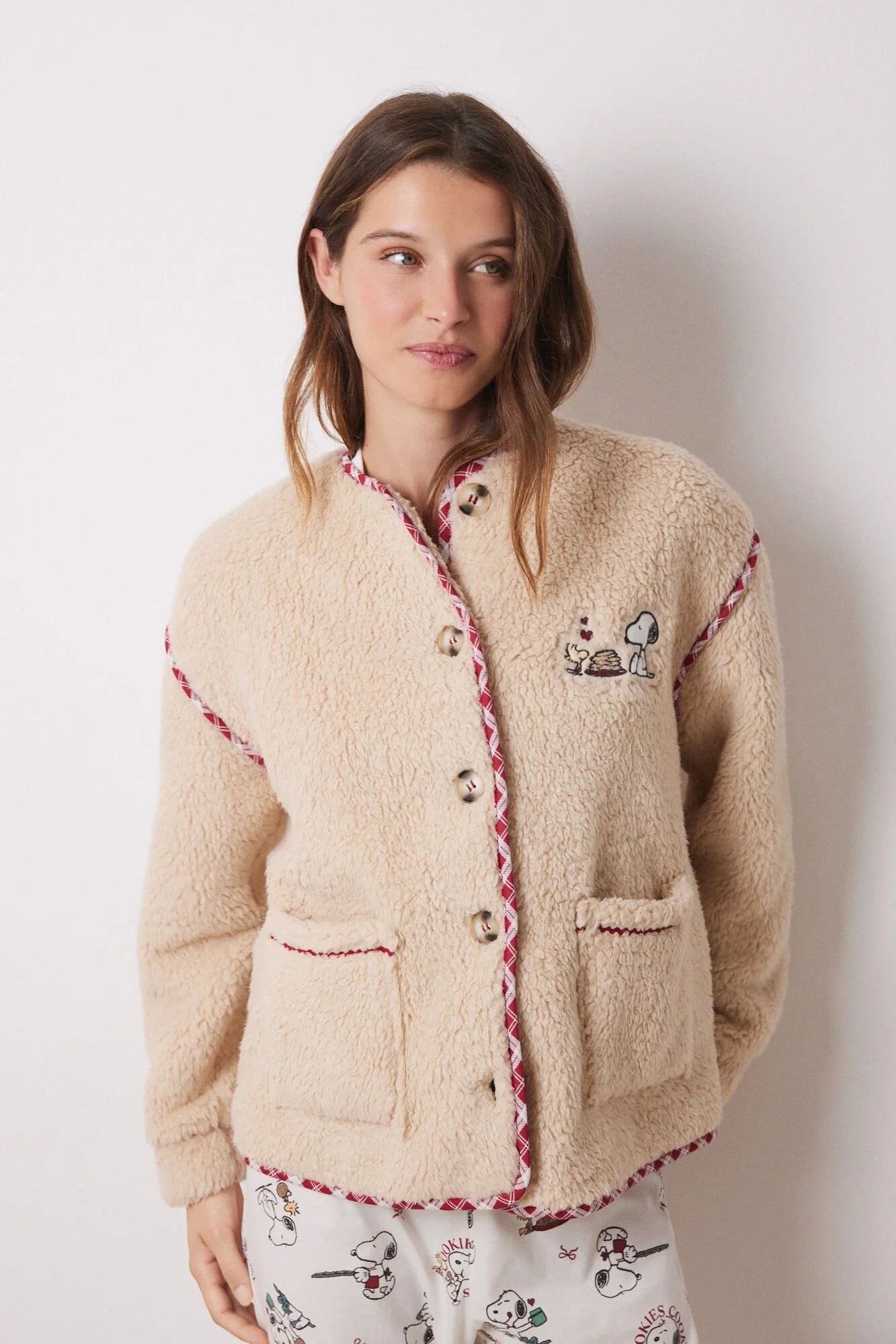 Short faux shearling Snoopy robe - Image 4
