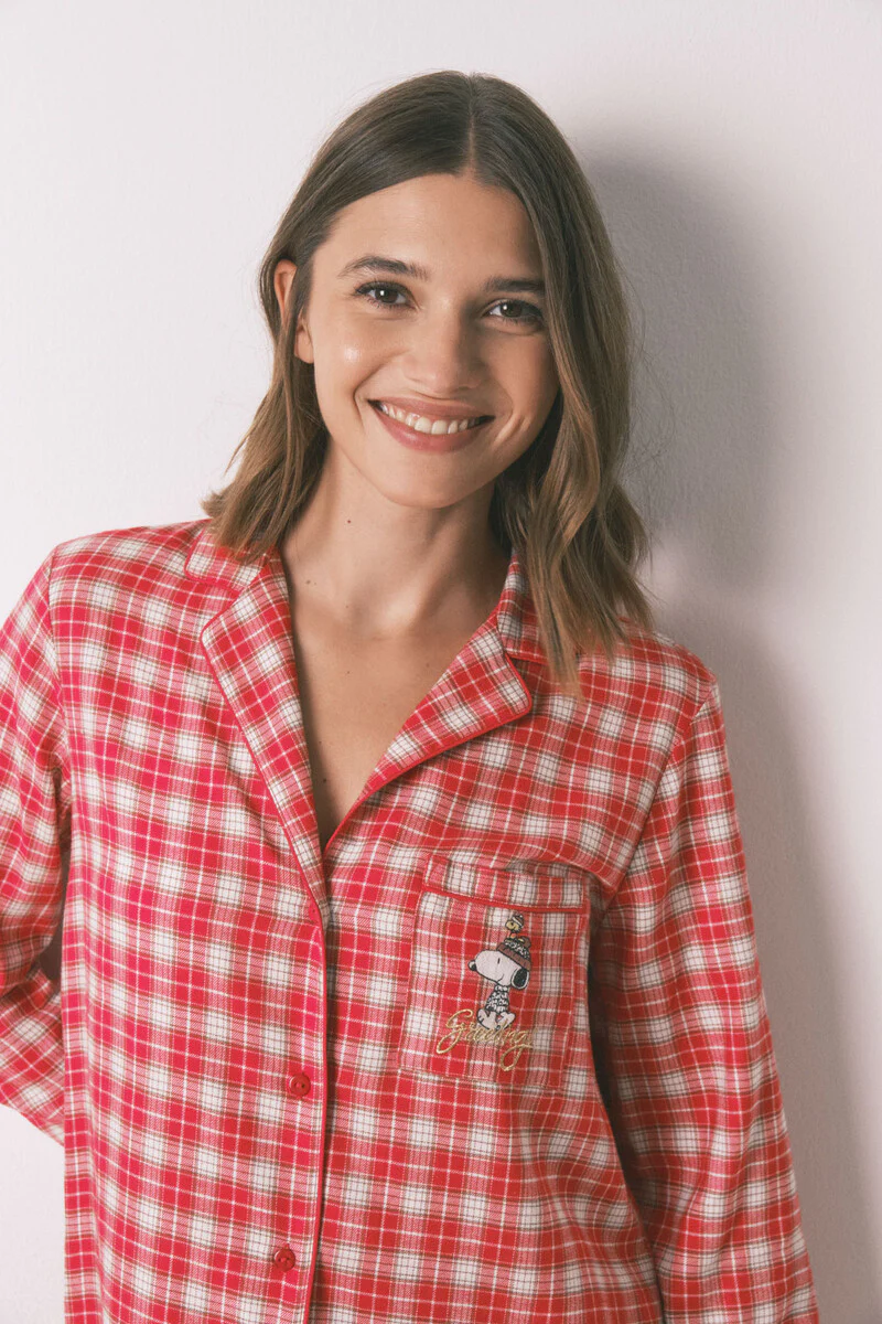 Short nightgown with Snoopy checkered print - Image 5