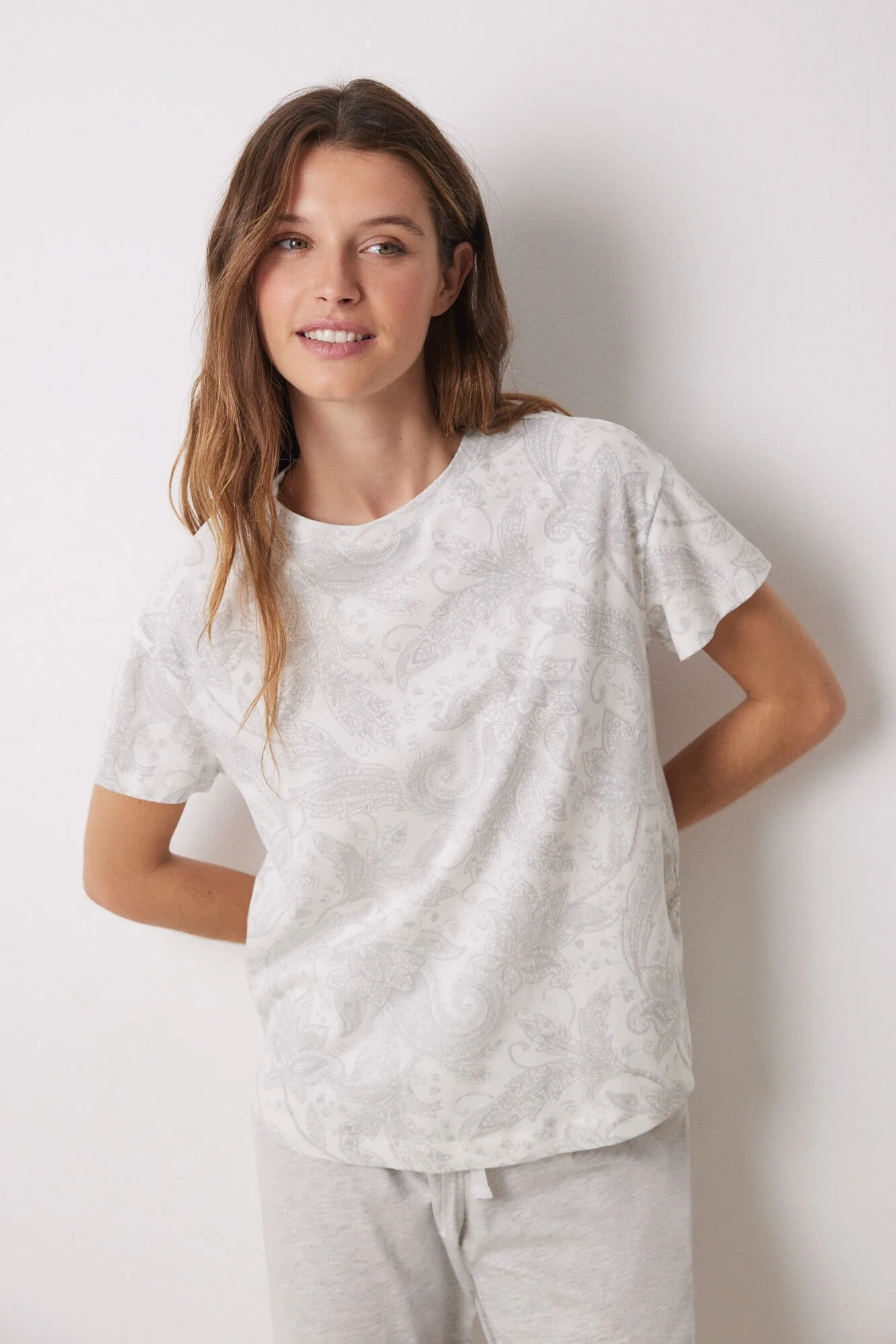 Short sleeve pajamas 100% cotton paisley - Image 5
