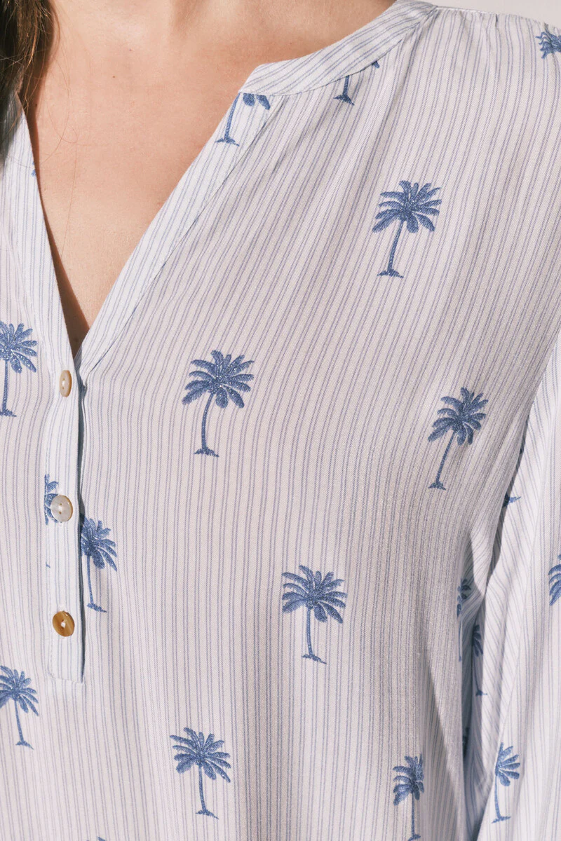 Short-sleeved shirt with palm tree stripes - Image 4