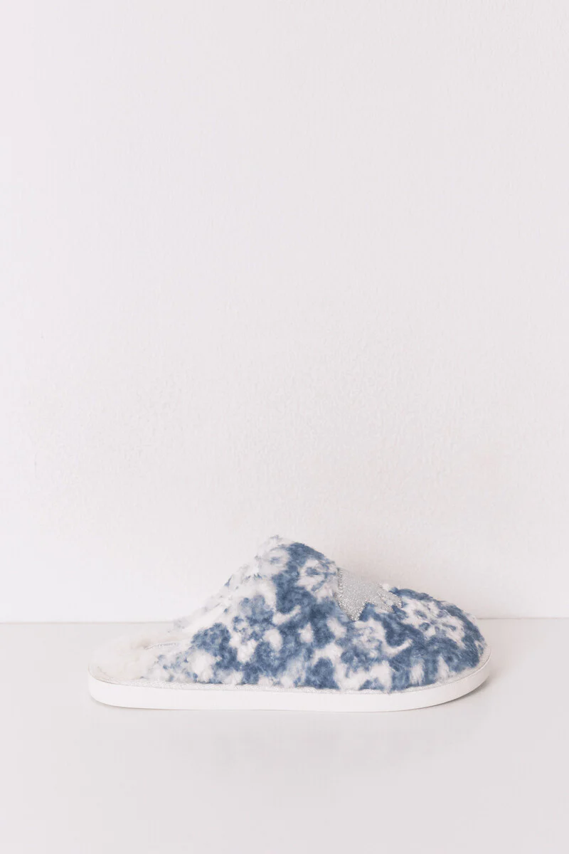 Slippers with glitter faux shearling patch - Image 3
