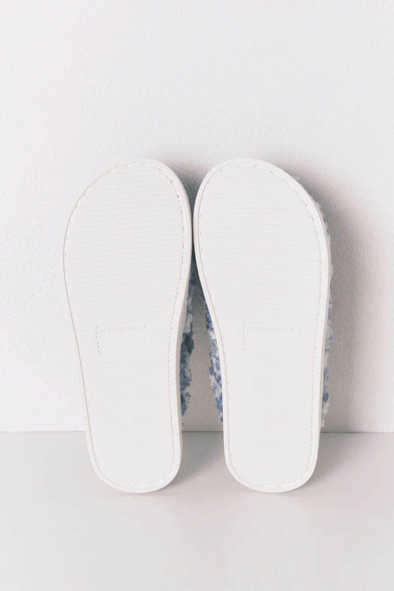 Slippers with glitter faux shearling patch - Image 6