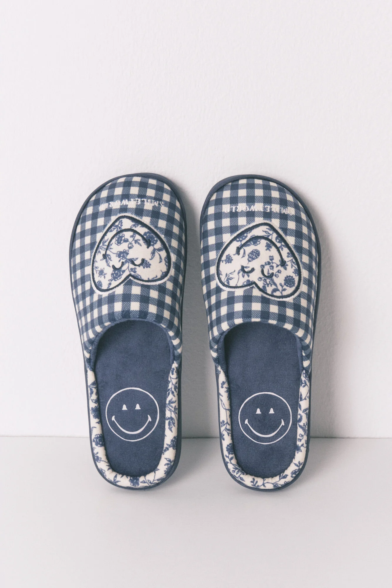 SmileyWorld® blue gingham slippers - Image 2