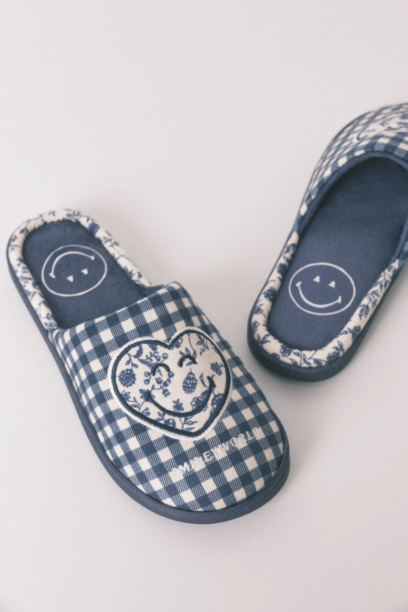SmileyWorld® blue gingham slippers - Image 5