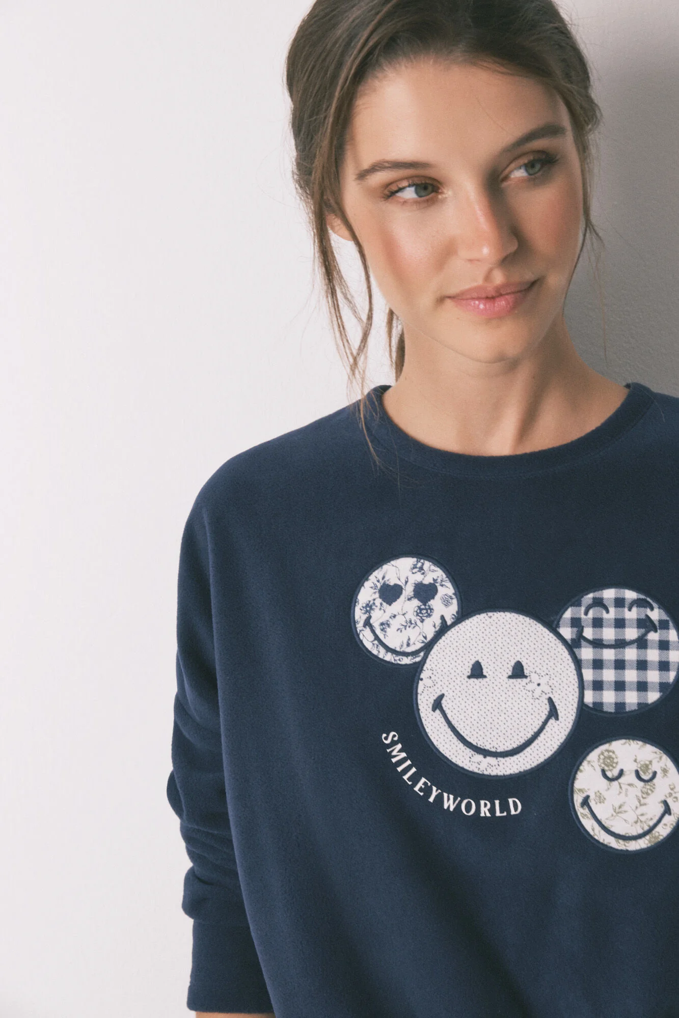 SmileyWorld® navy fleece long pyjamas - Image 2