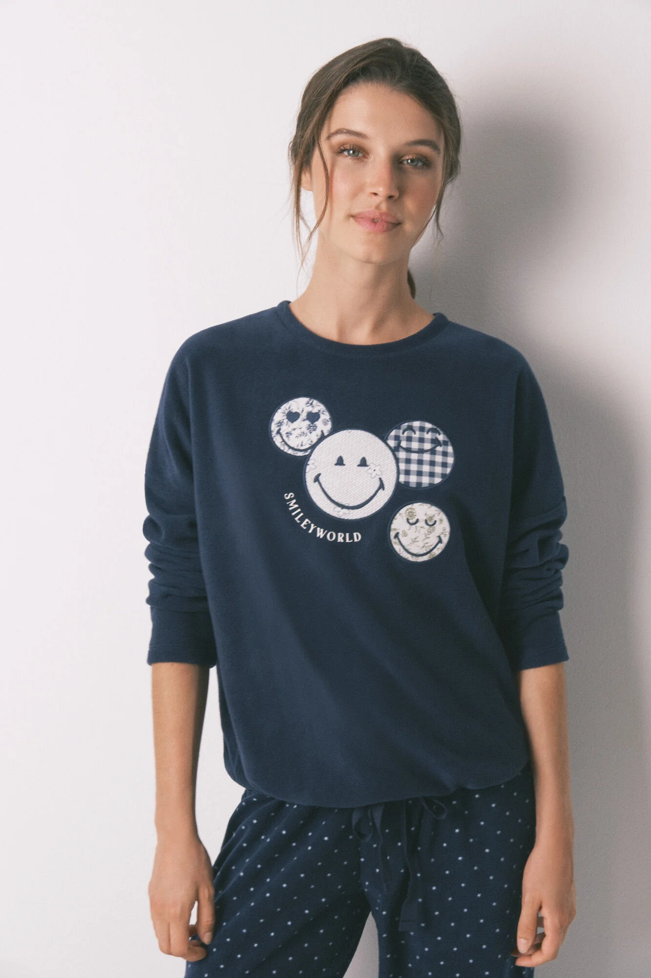 SmileyWorld® navy fleece long pyjamas - Image 5