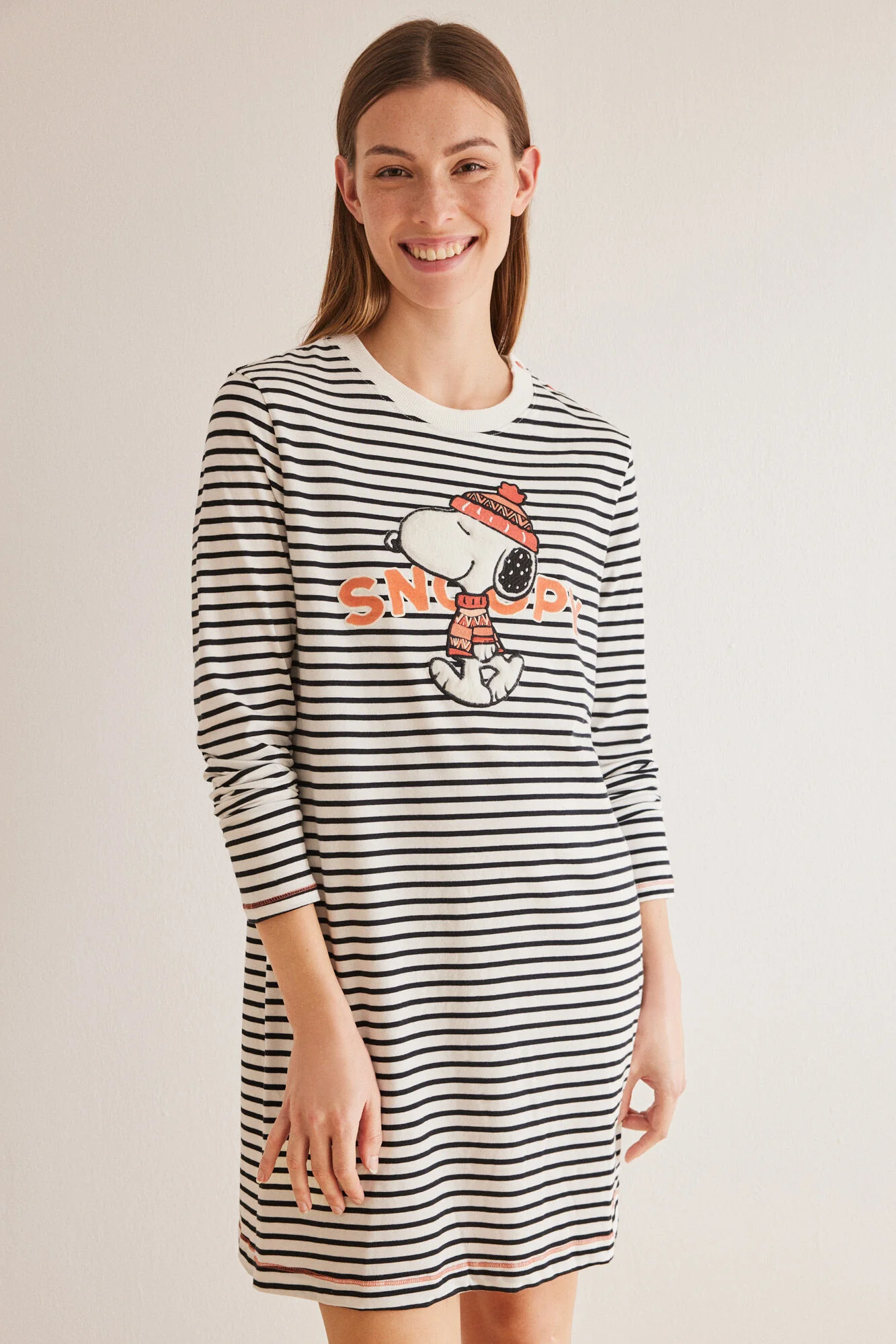 Snoopy nightgown in 100% striped cotton - Image 3