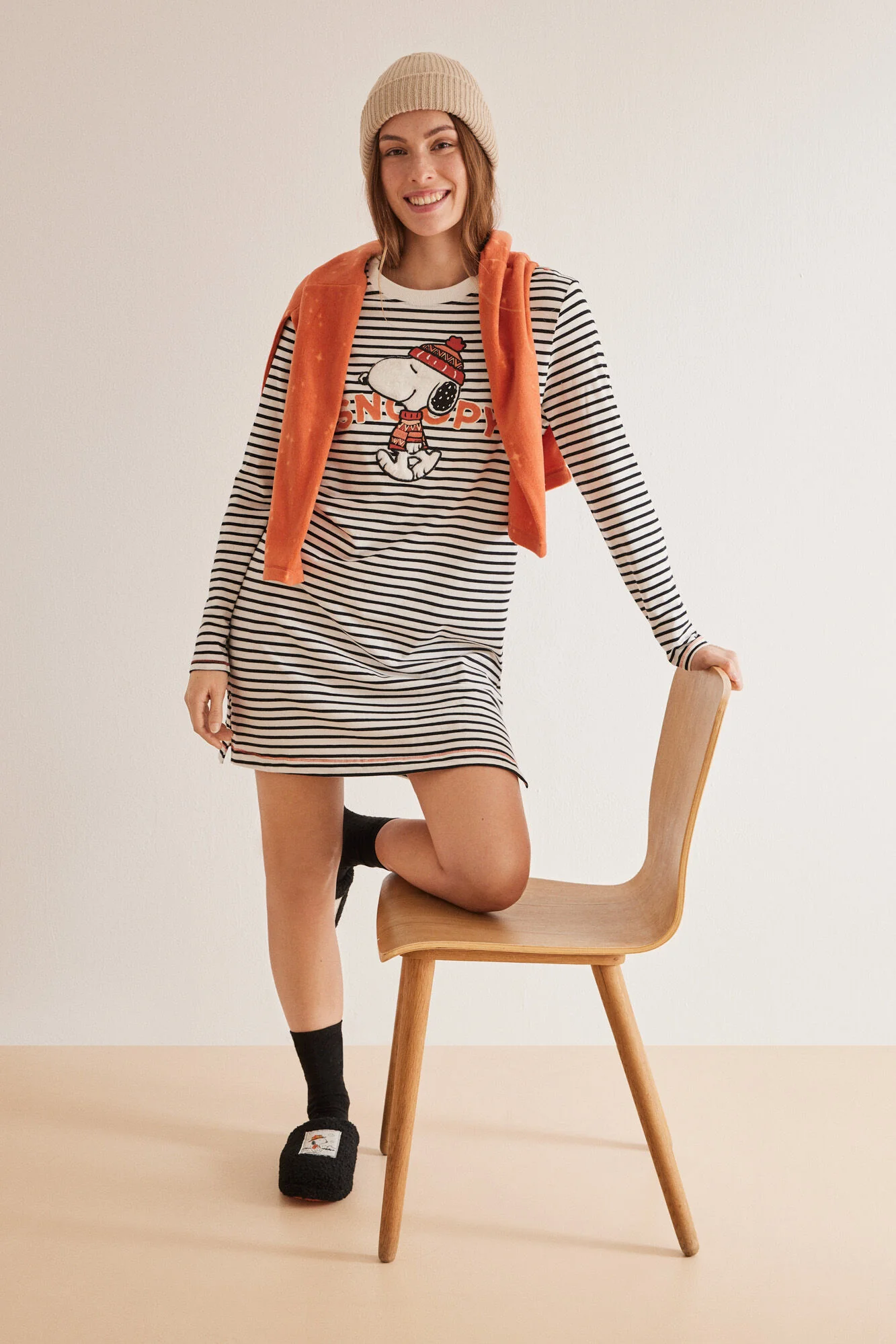 Snoopy nightgown in 100% striped cotton - Image 4