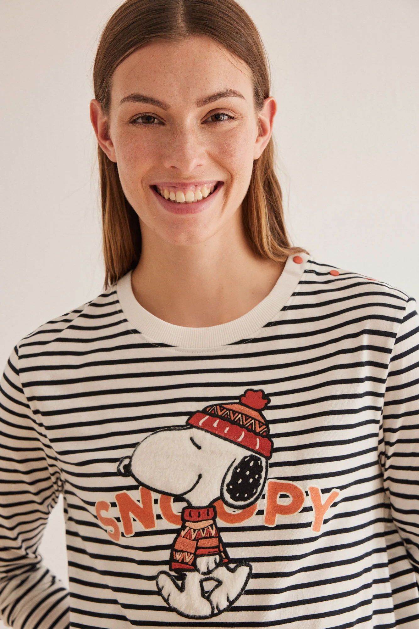 Snoopy nightgown in 100% striped cotton - Image 5