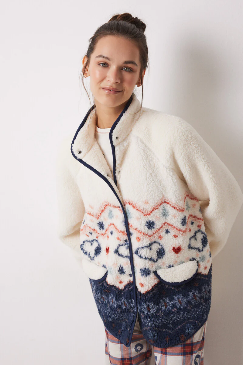 Snoopy white faux shearling short robe - Image 4