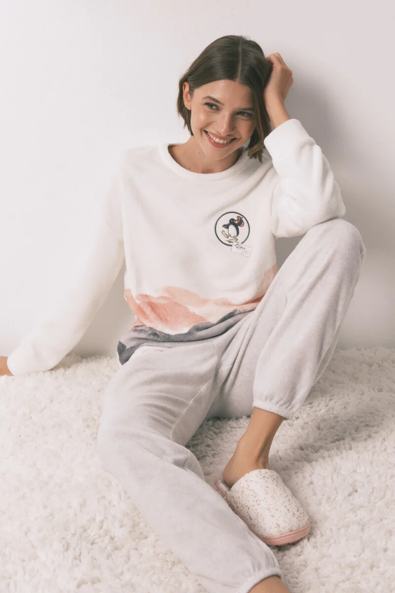 Soft fleece long pyjamas Pingu print