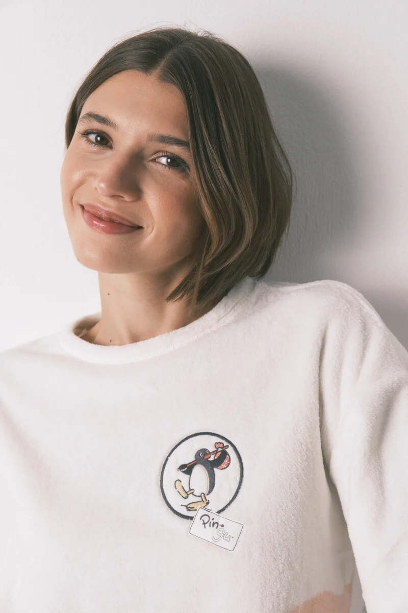 Soft fleece long pyjamas Pingu print - Image 6
