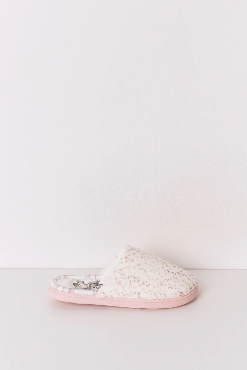 Stitch pink faux shearling slippers