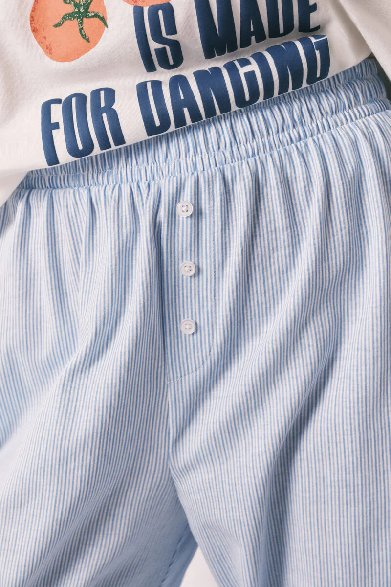 Striped 100% cotton carrot trousers - Image 4