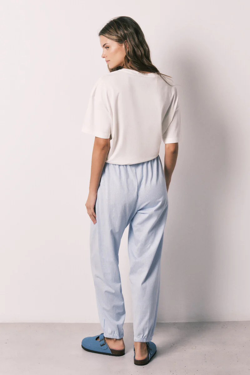 Striped 100% cotton carrot trousers - Image 5