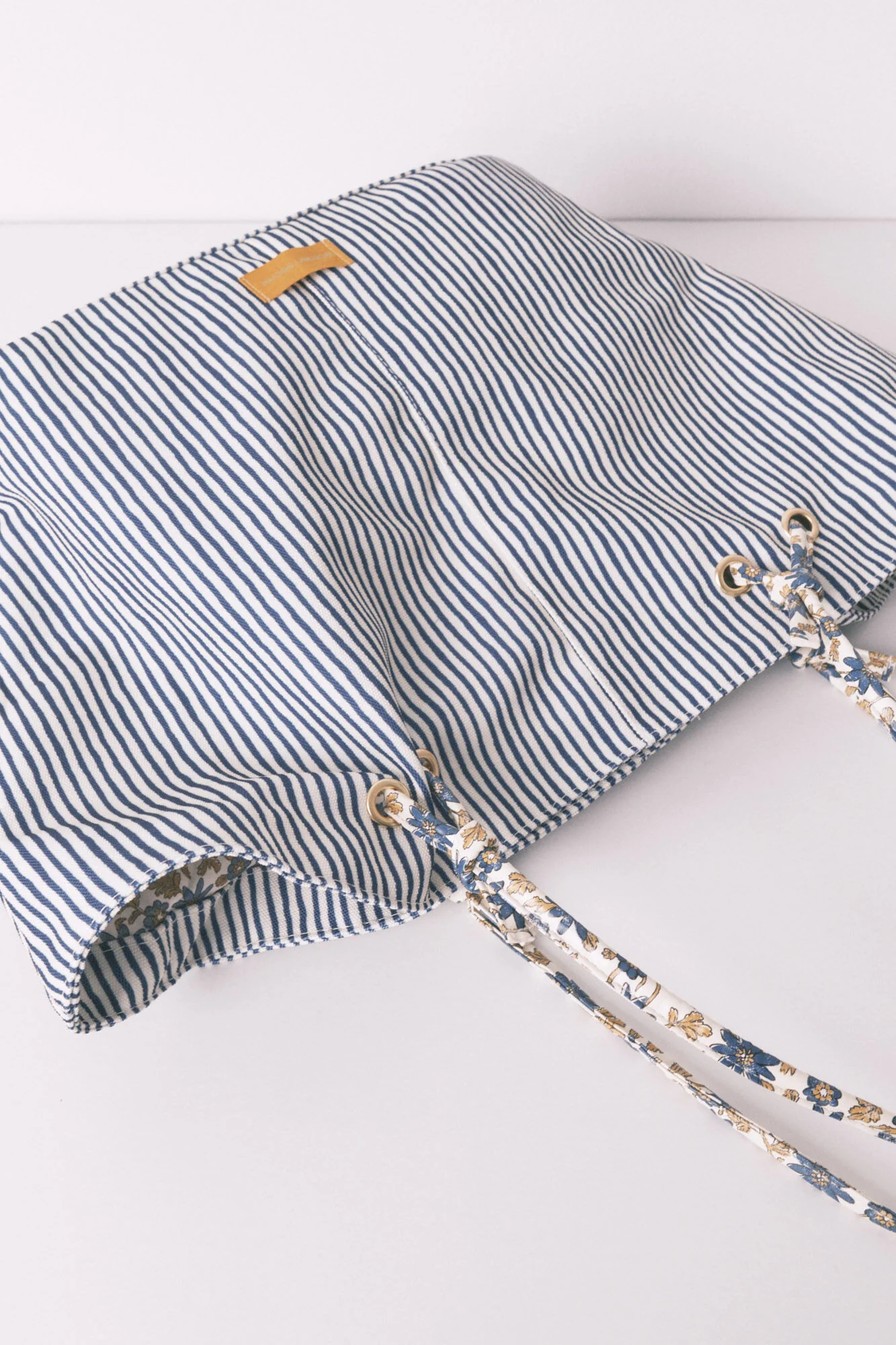 Striped canvas shopper bag