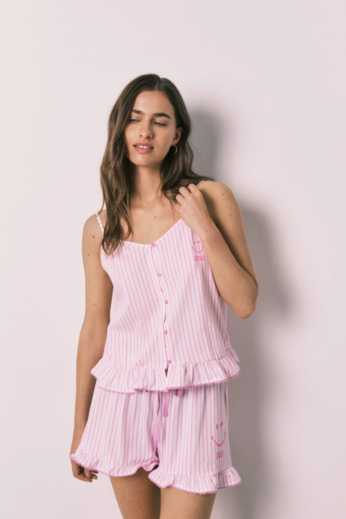 Striped cotton short pyjamas with ruffles SmileyWorld® - Image 2