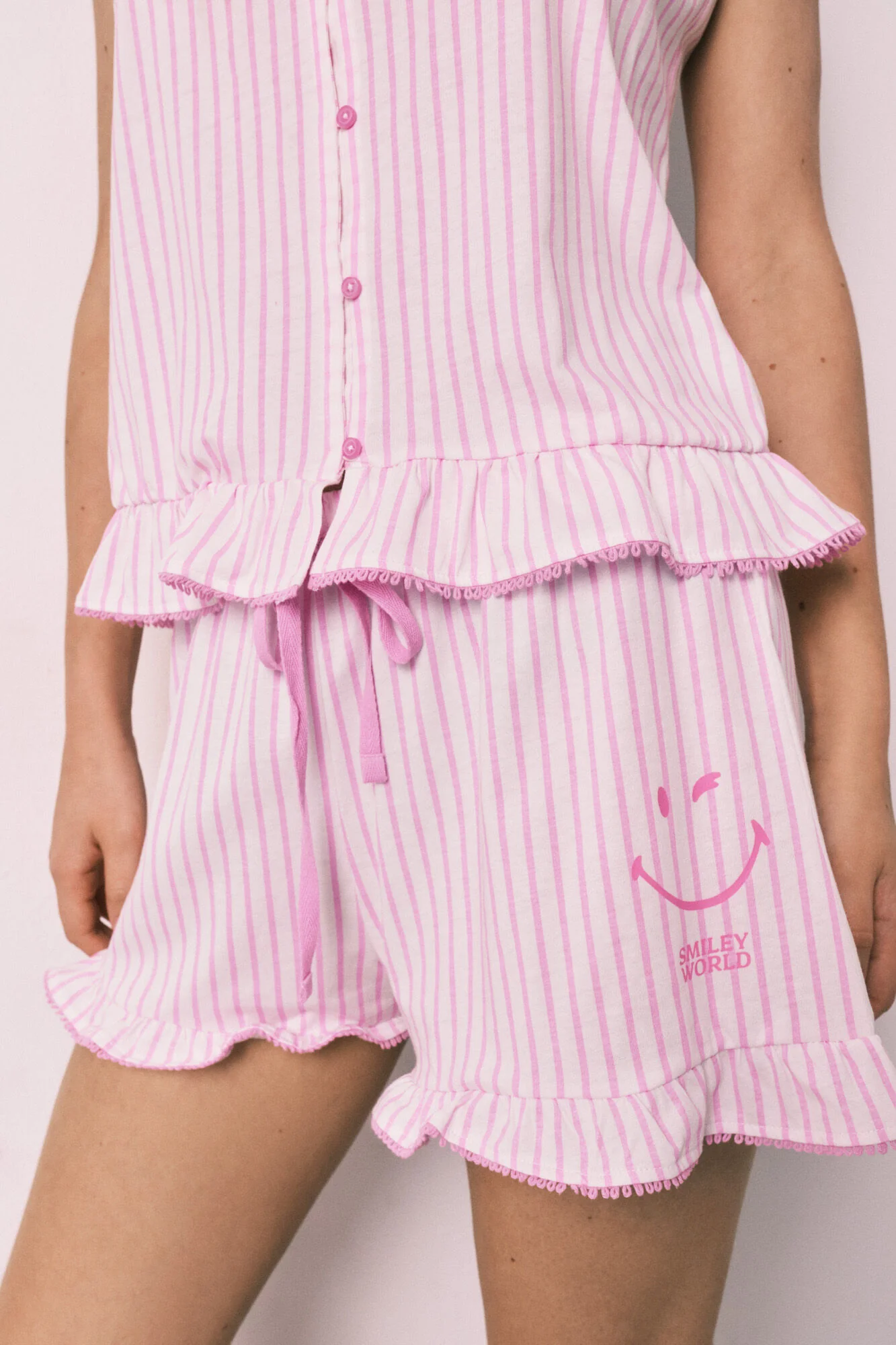 Striped cotton short pyjamas with ruffles SmileyWorld® - Image 4