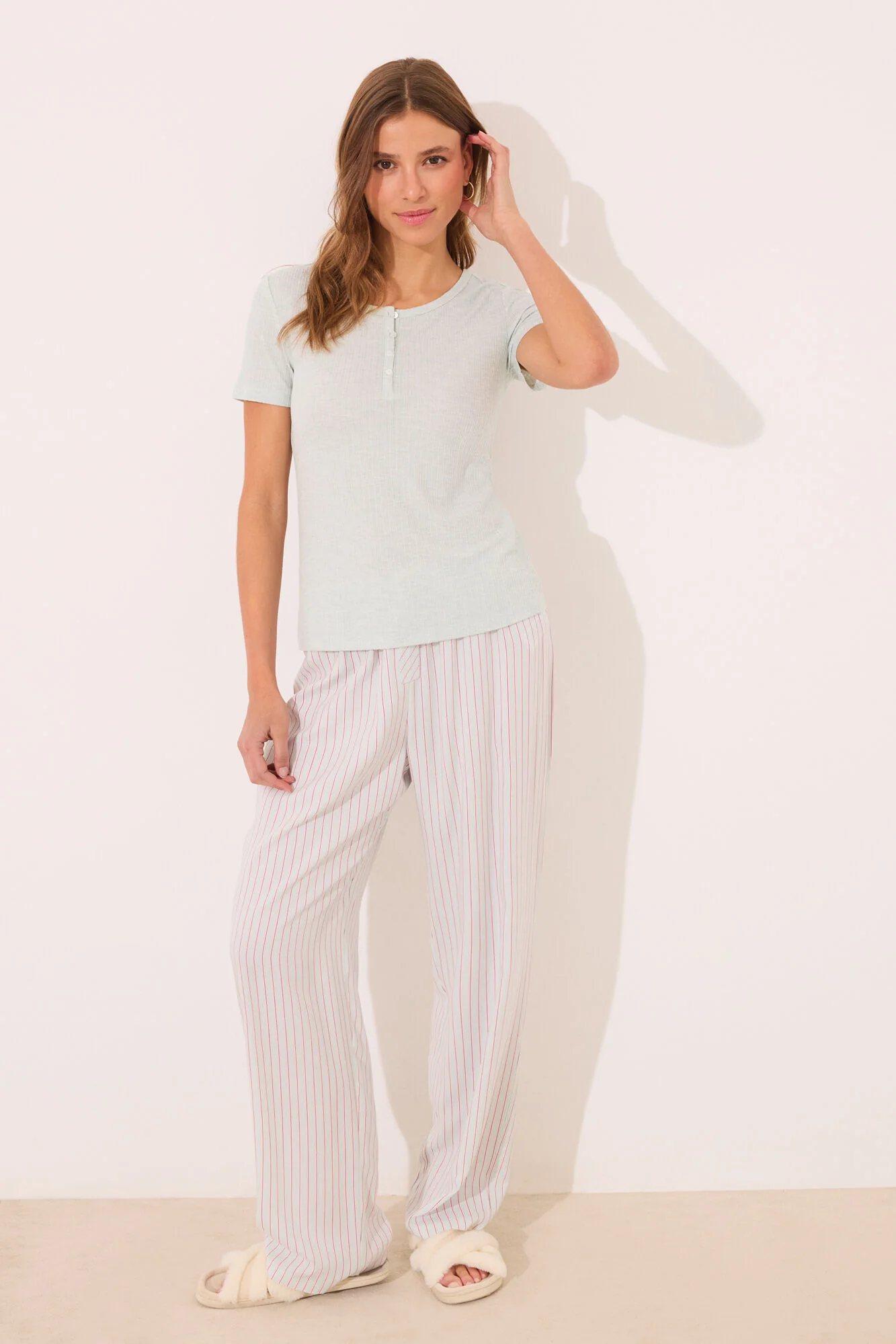Striped ribbed viscose pyjamas - Image 2