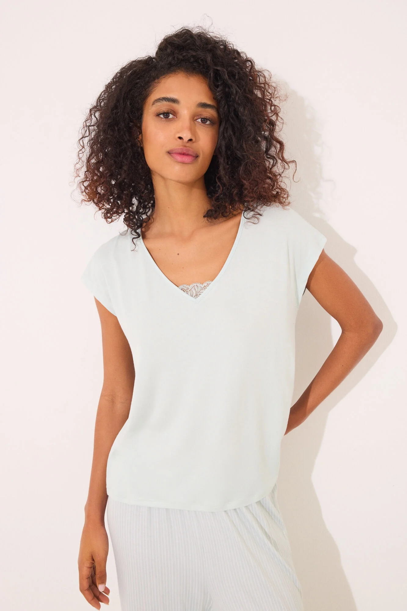 Striped striped viscose Capri pyjamas - Image 6