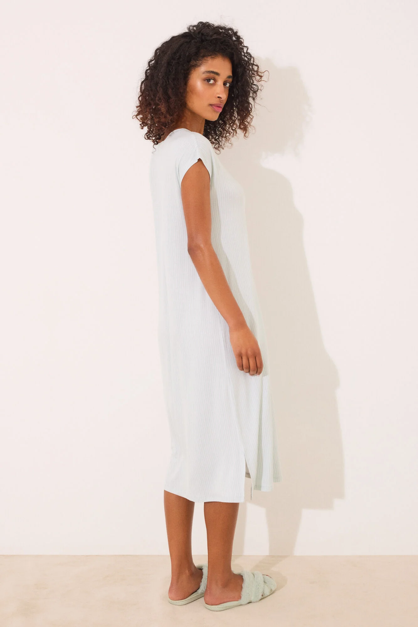 Striped striped viscose midi nightgown - Image 3
