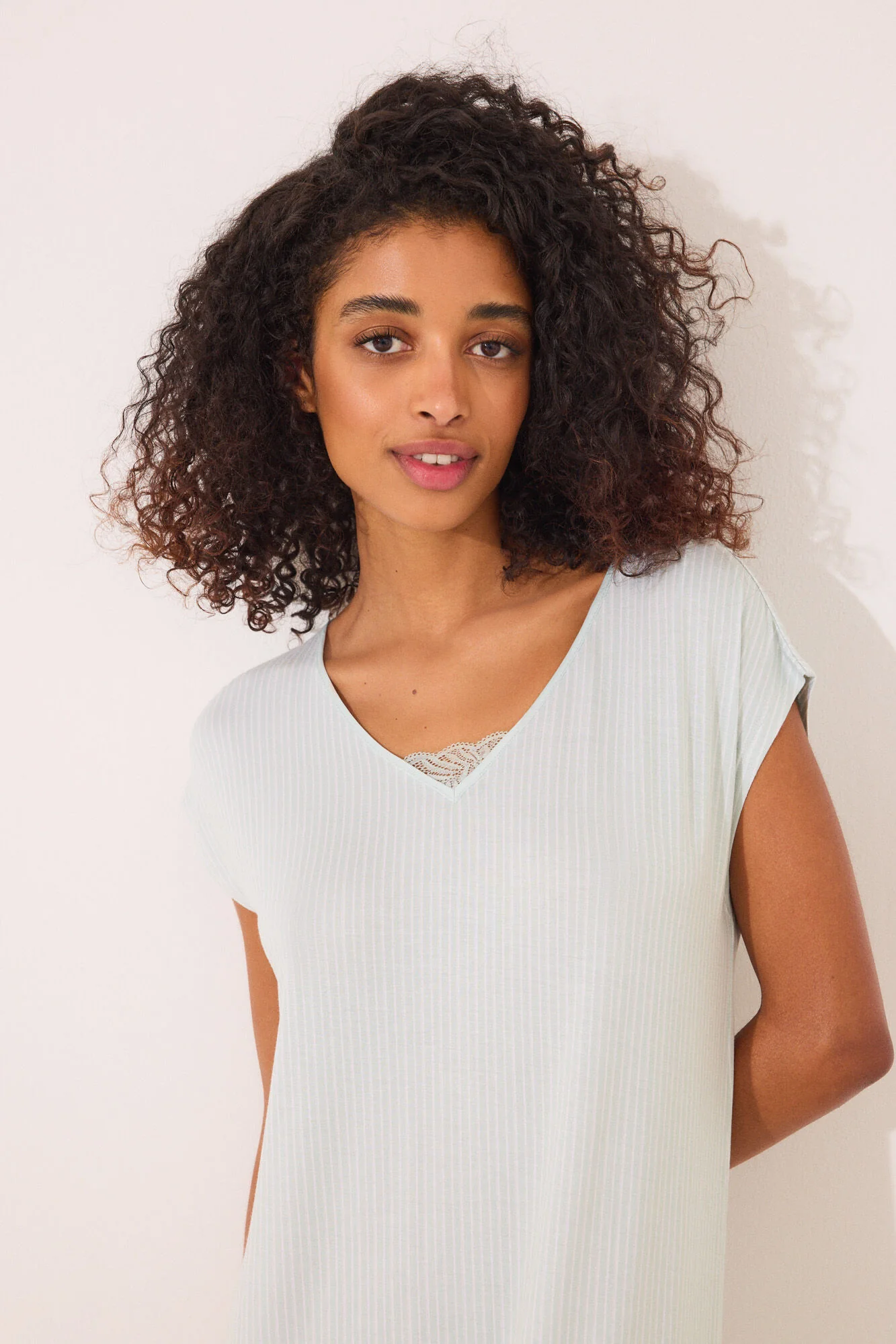 Striped striped viscose midi nightgown - Image 6
