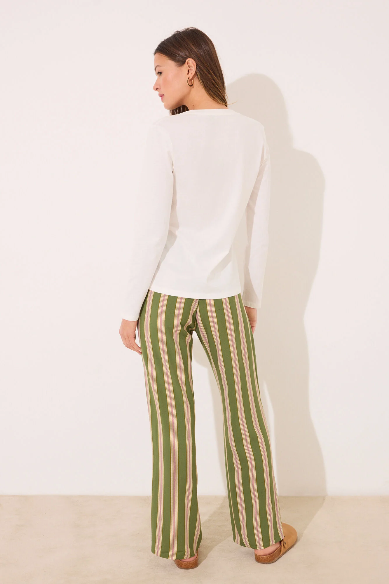 Striped viscose lounge long trouser - Image 3