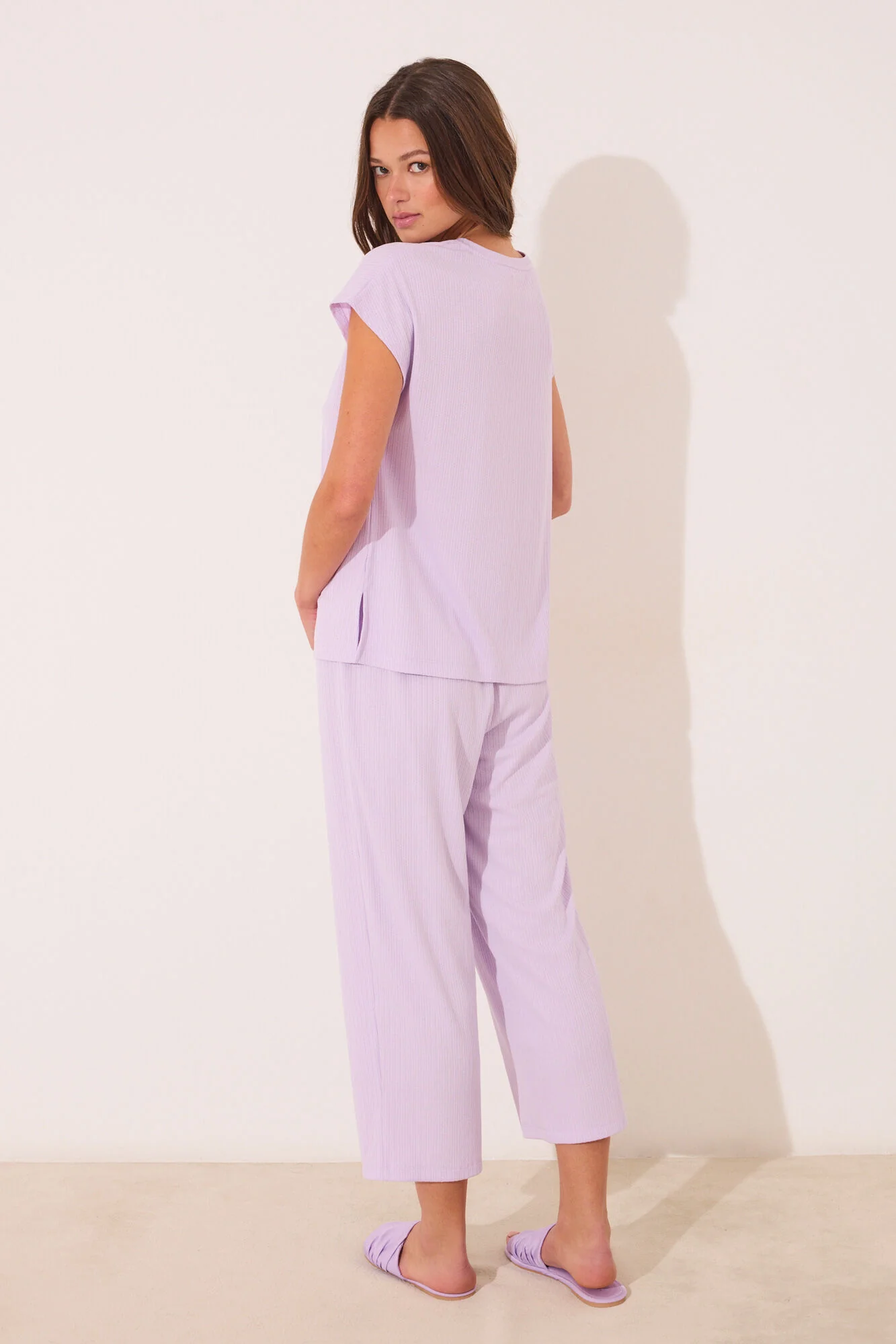 Viscose ribbed Capri pyjamas - Image 4