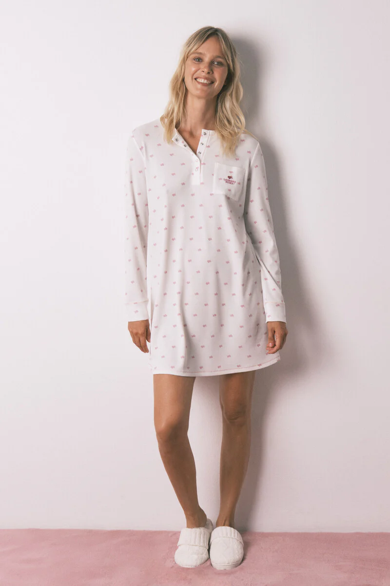 Waffle fabric midi nightgown